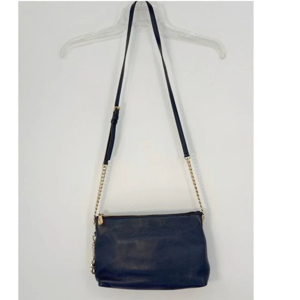Michael Kors Jet Set East West Crossbody Bag Navy Blue Pebbled Leather 40-18‎